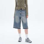 8 seconds [UNI8] Washed Denim Bermuda — Blue