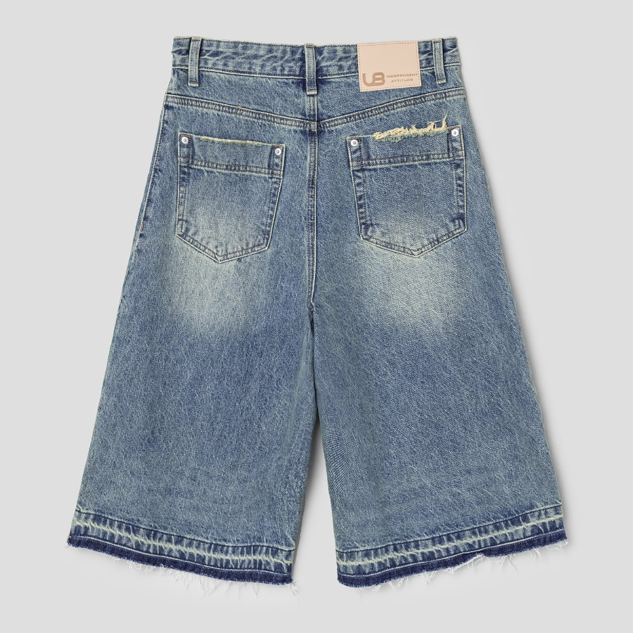 8 seconds [UNI8] Washed Denim Bermuda — Blue