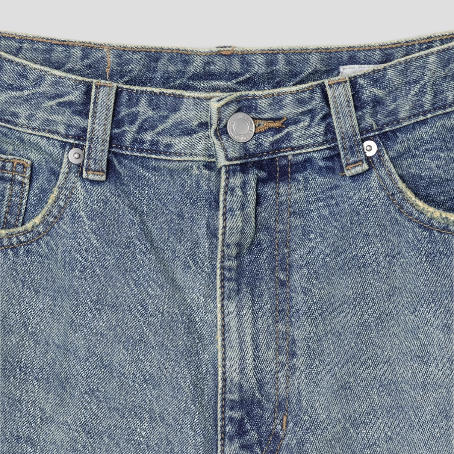 8 seconds [UNI8] Washed Denim Bermuda — Blue