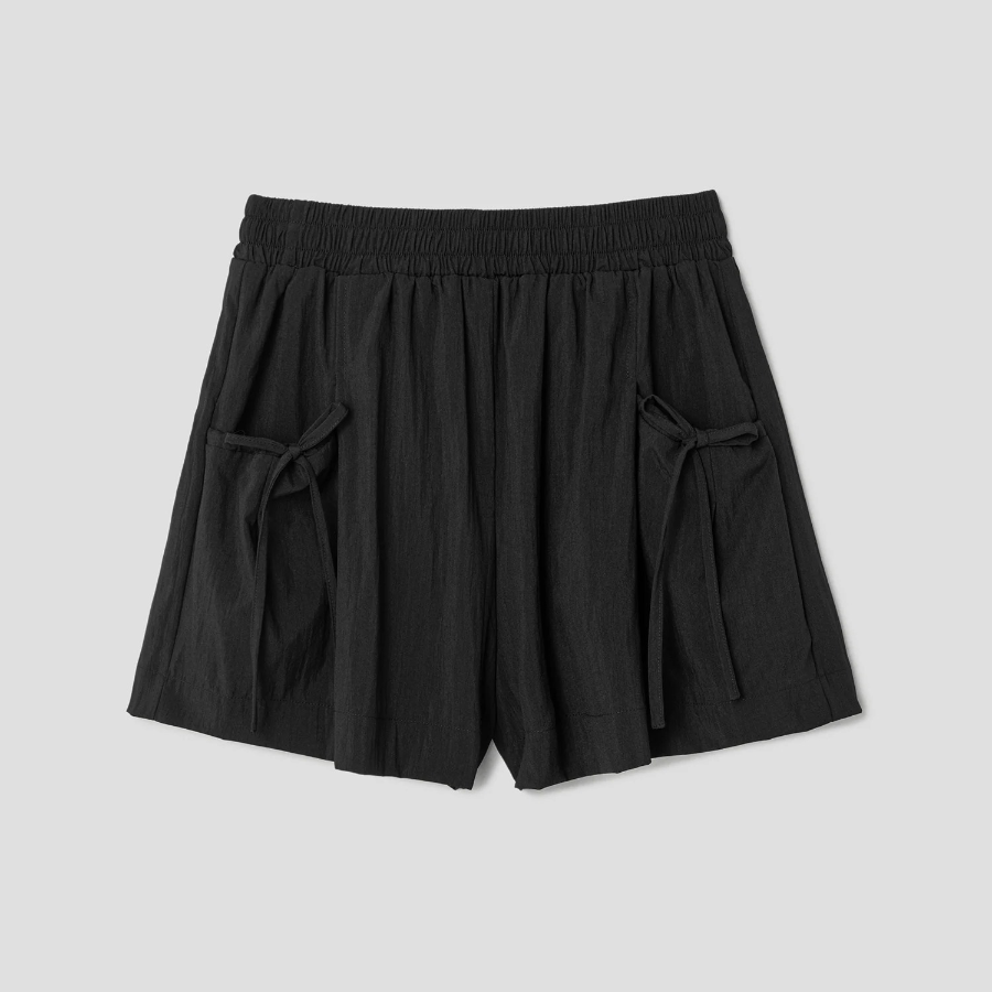 8 seconds Ribbon Detail Fluid Shorts — Black