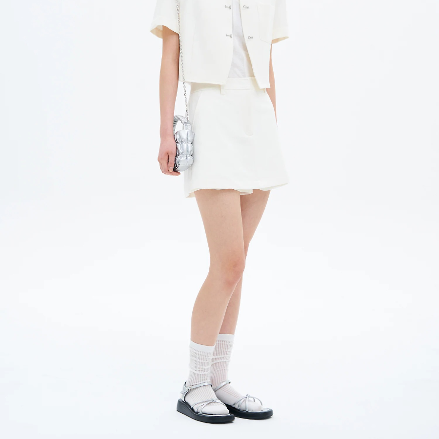 8 seconds Textured Skirt Pants — Ivory