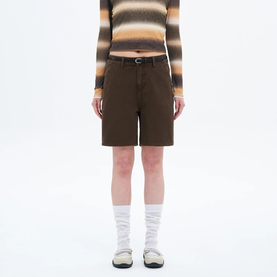 8 seconds Belted Bermuda Pants — Brown