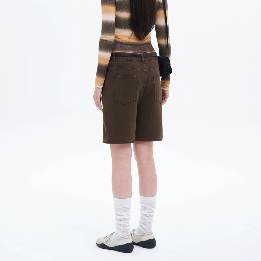 8 seconds Belted Bermuda Pants — Brown