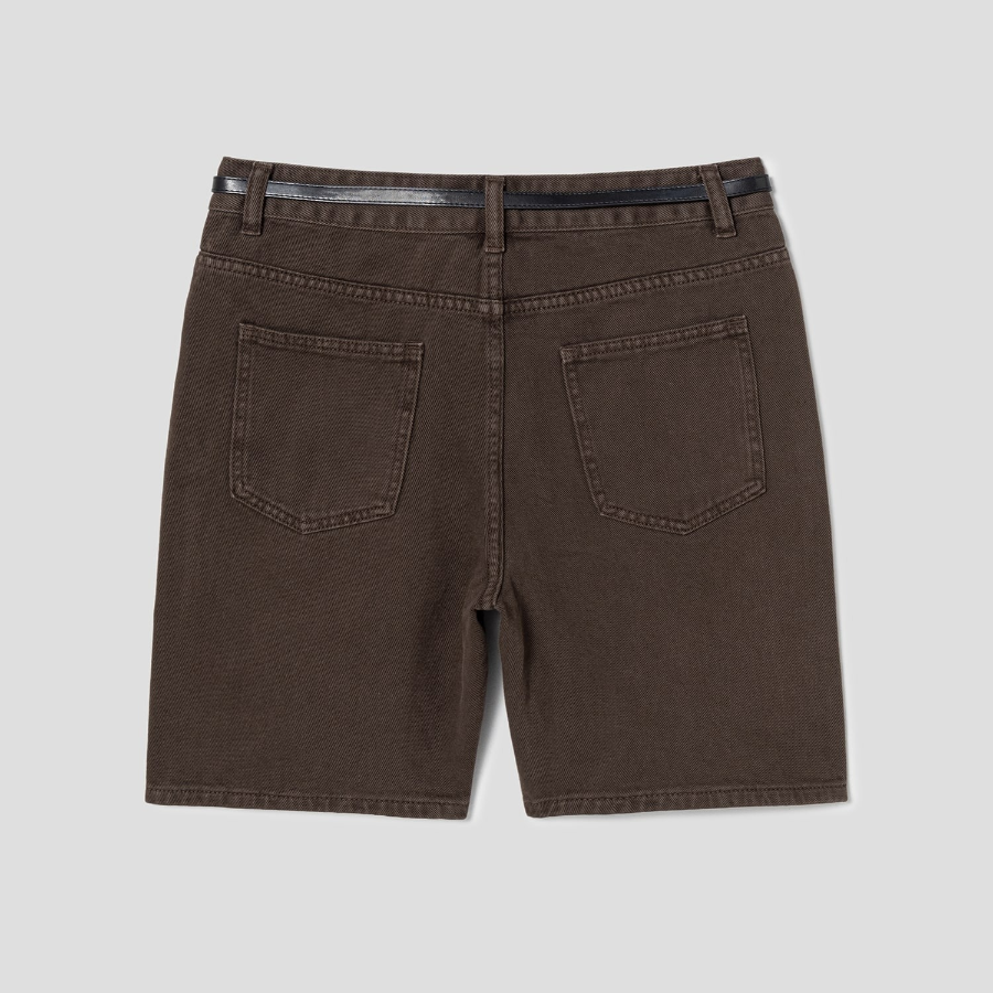 8 seconds Belted Bermuda Pants — Brown