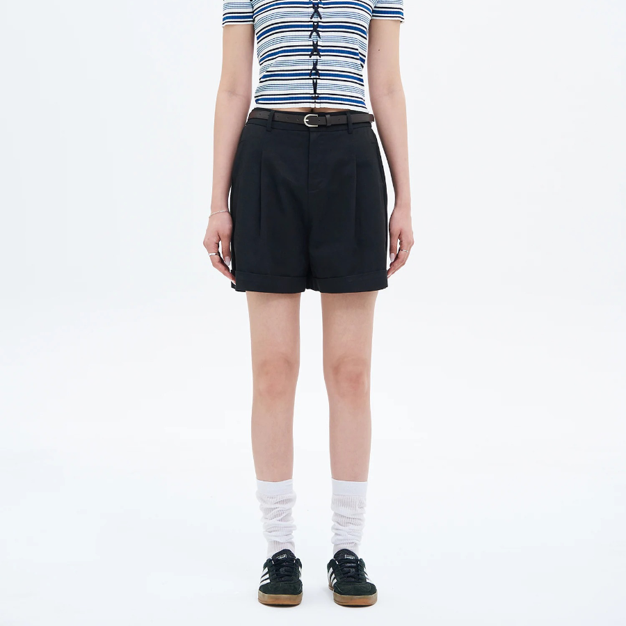 8 seconds Belted Cotton Bermuda Shorts — Navy