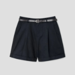 8 seconds Belted Cotton Bermuda Shorts — Navy