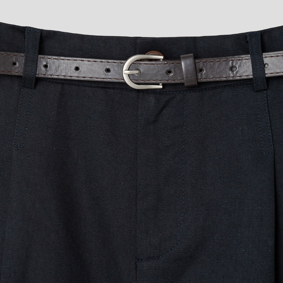 8 seconds Belted Cotton Bermuda Shorts — Navy