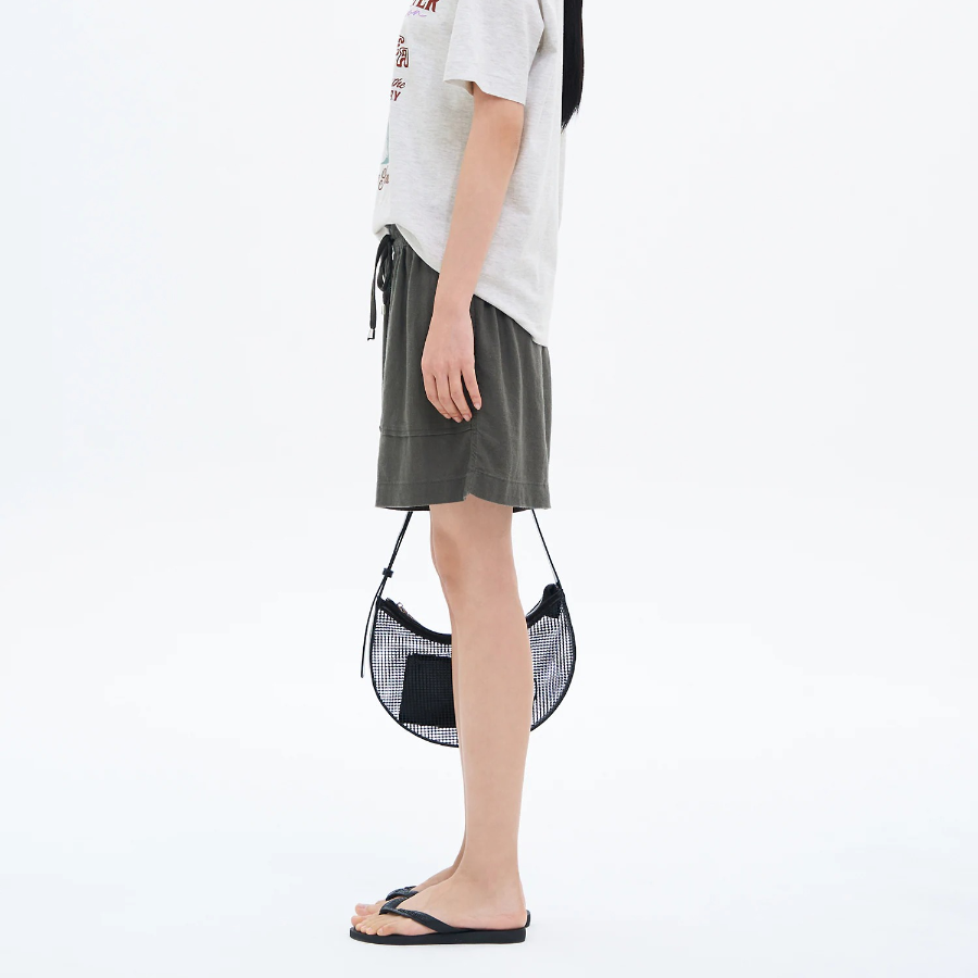 8 seconds Linen Blend Banding Shorts — Khaki
