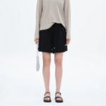 8 seconds Linen Blend Banding Shorts — Black