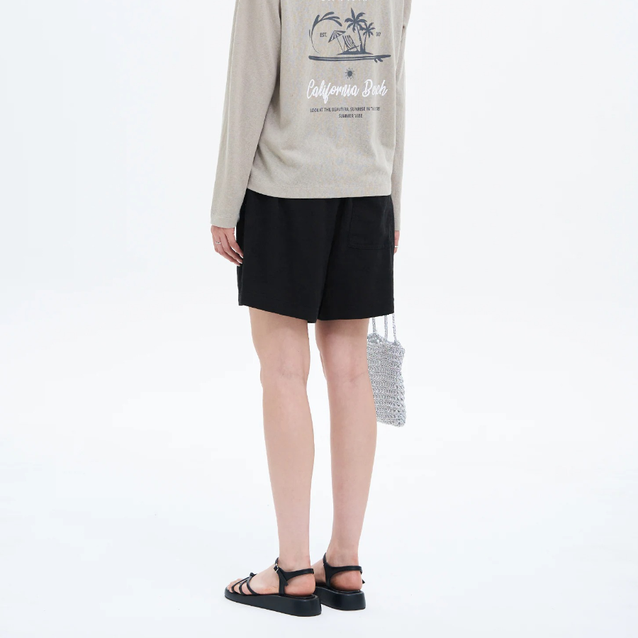 8 seconds Linen Blend Banding Shorts — Black