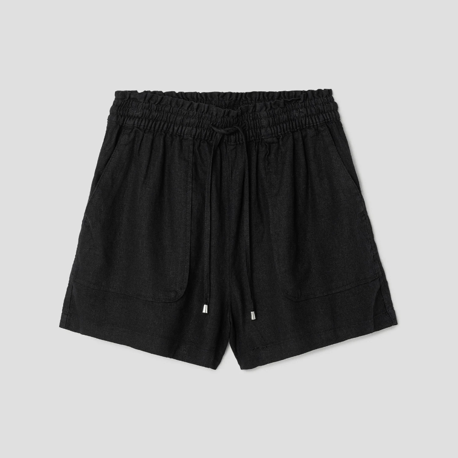8 seconds Linen Blend Banding Shorts — Black