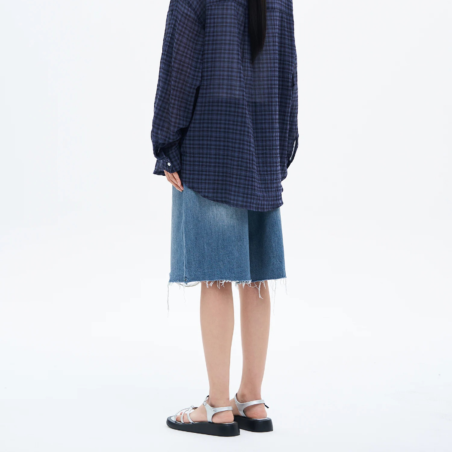 8 seconds Damaged Bermuda Denim Shorts — Sky Blue