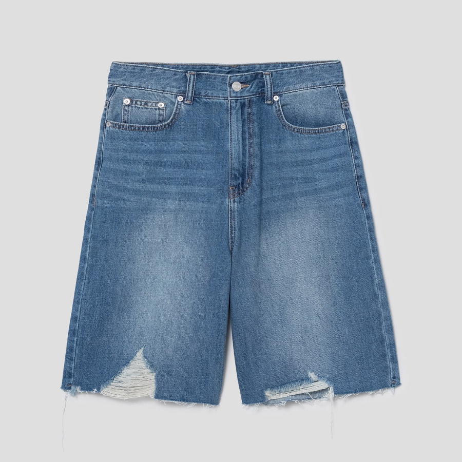 8 seconds Damaged Bermuda Denim Shorts — Sky Blue