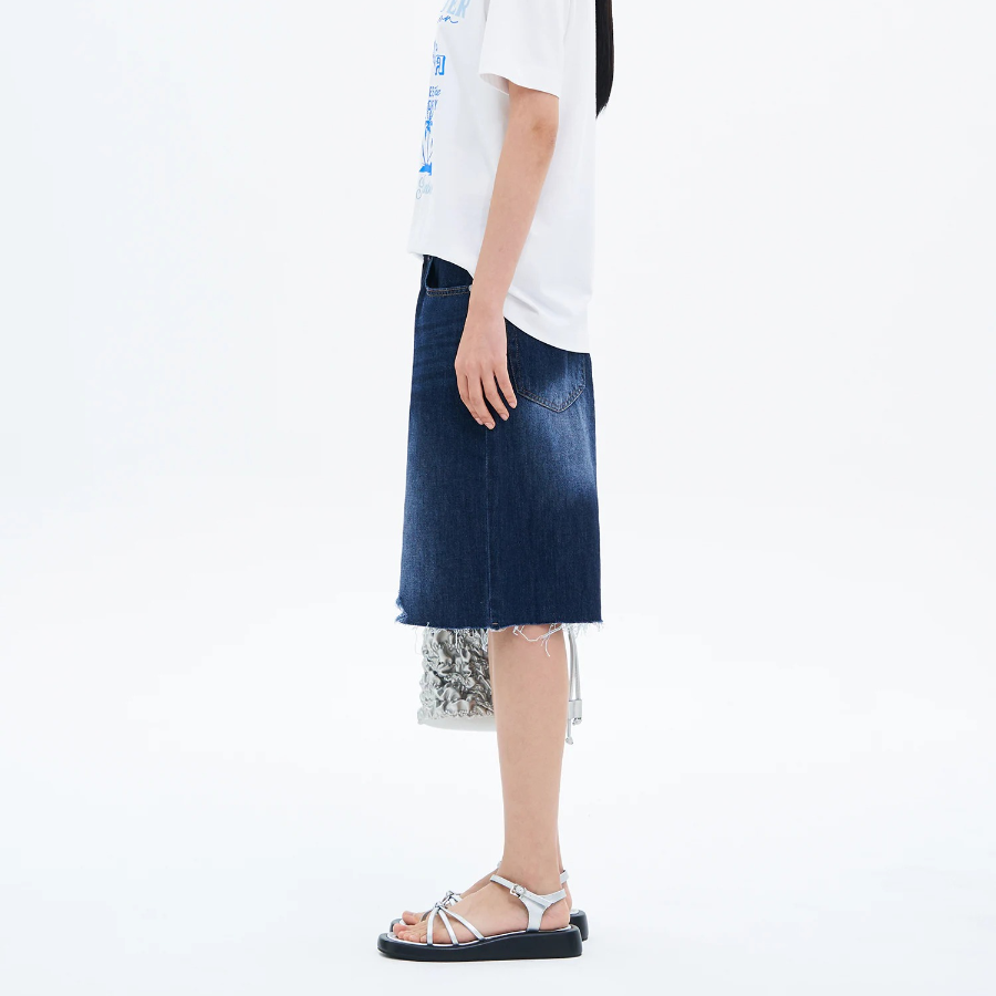 8 seconds Damaged Bermuda Denim Shorts — Navy