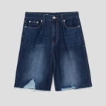 8 seconds Damaged Bermuda Denim Shorts — Navy
