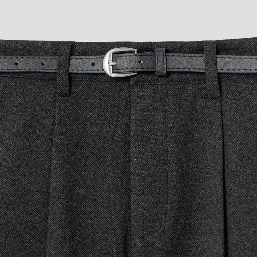 8 seconds Belted Bermuda Pants — Dark Grey