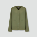 JAJU Pocket No-Collar Button Jacket – Khaki