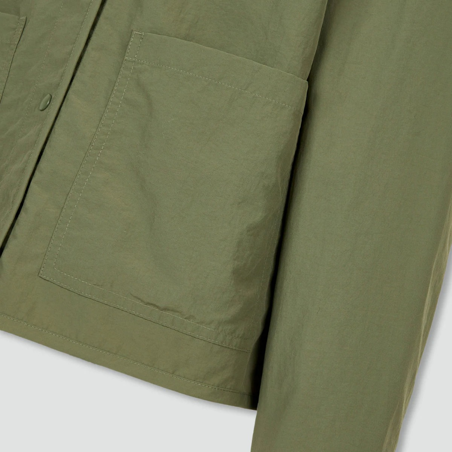 JAJU Pocket No-Collar Button Jacket – Khaki