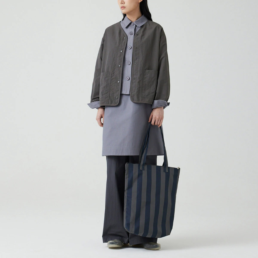 JAJU Pocket No-Collar Button Jacket – Charcoal