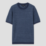 Theory Men Pacific Linen Stripe Sweater - Baltic/Dark Rainstorm