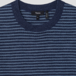 Theory Men Pacific Linen Stripe Sweater - Baltic/Dark Rainstorm