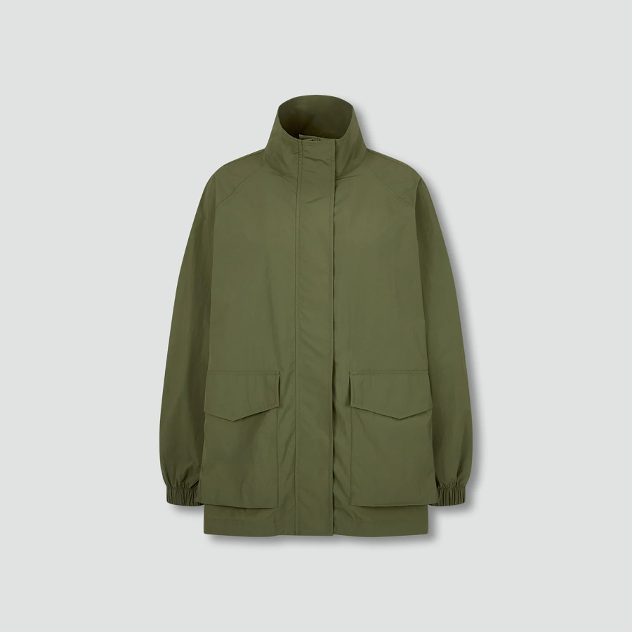 JAJU Square Texture Half Jumper – Khaki