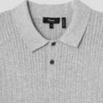 Theory Men Eco Breach Cable Polo Sweater - Light Grey Heather