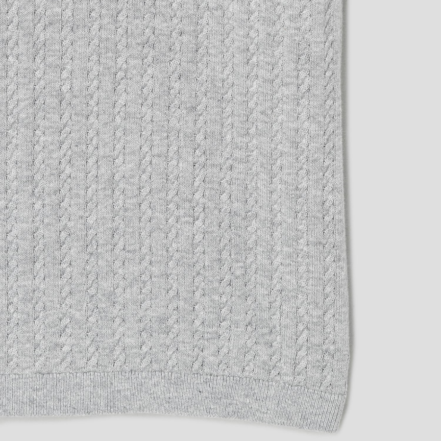 Theory Men Eco Breach Cable Polo Sweater - Light Grey Heather