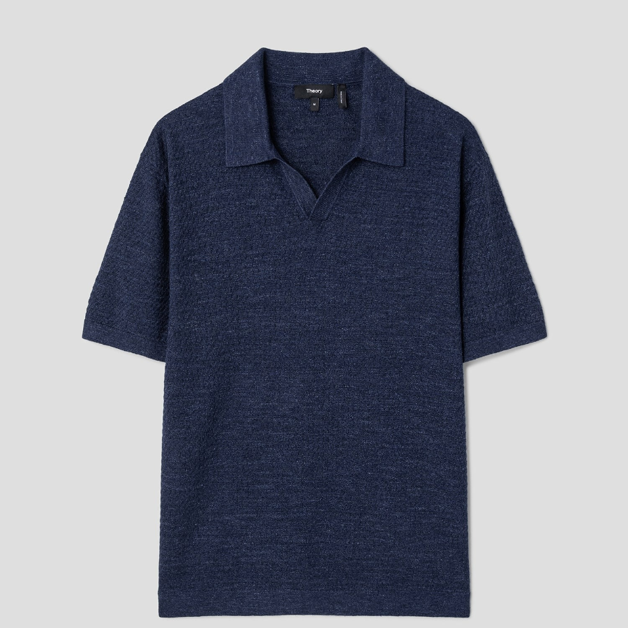 Theory Men Pacific Linen Brenan Polo Sweater - Baltic