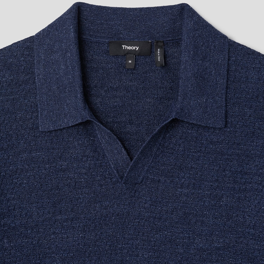 Theory Men Pacific Linen Brenan Polo Sweater - Baltic