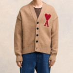 ami Intarsia Adc Cardigan – Camel