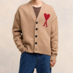 ami Intarsia Adc Cardigan – Camel