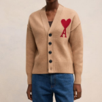 ami Intarsia Adc Cardigan – Camel