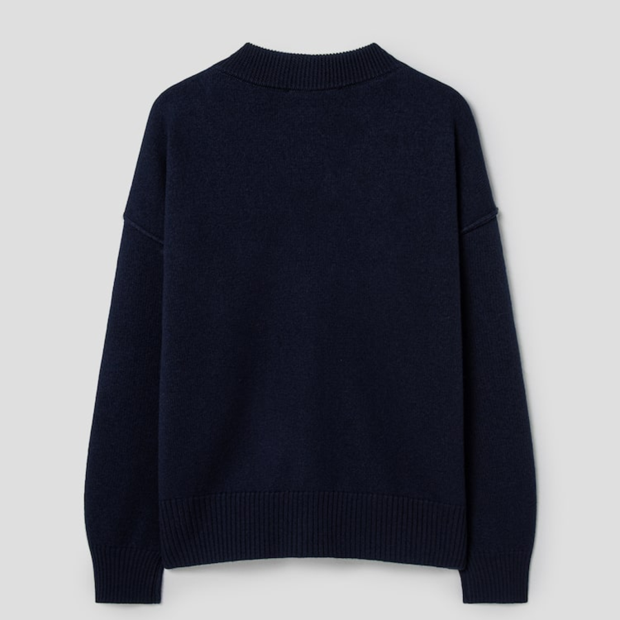 ami Intarsia Adc Cardigan – Navy