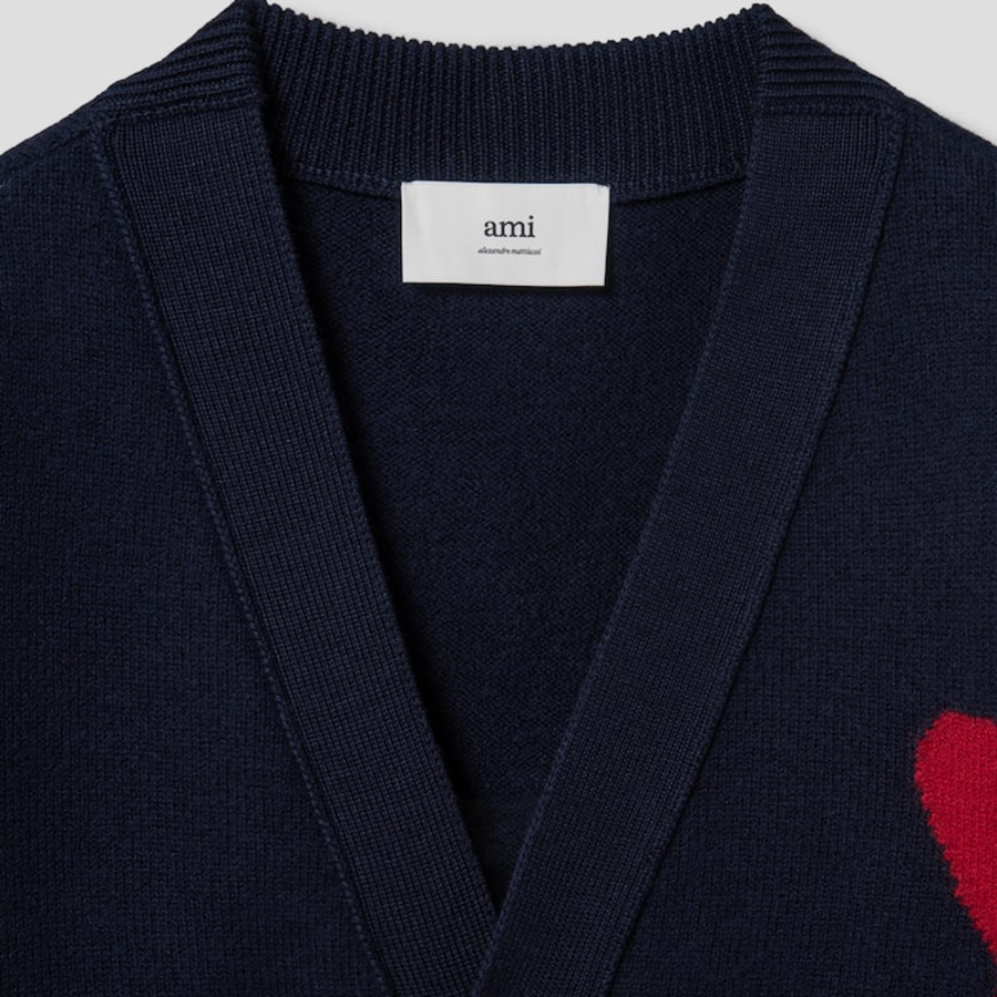 ami Intarsia Adc Cardigan – Navy
