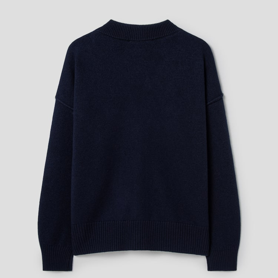 ami Intarsia Adc Cardigan – Navy