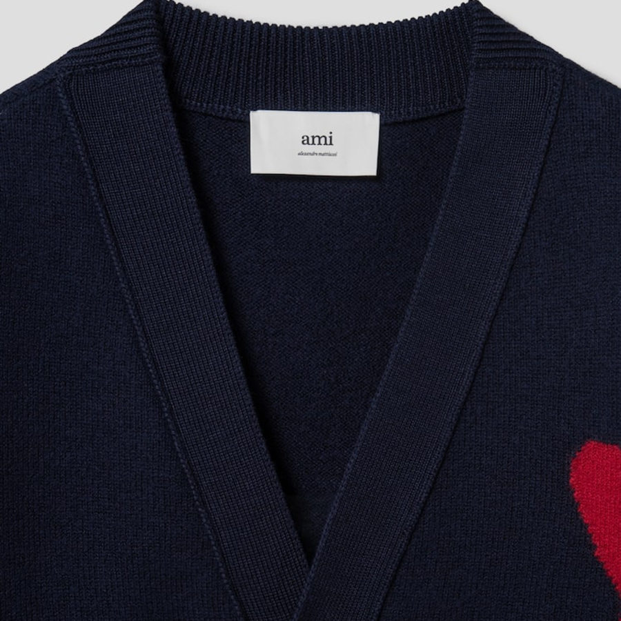 ami Intarsia Adc Cardigan – Navy