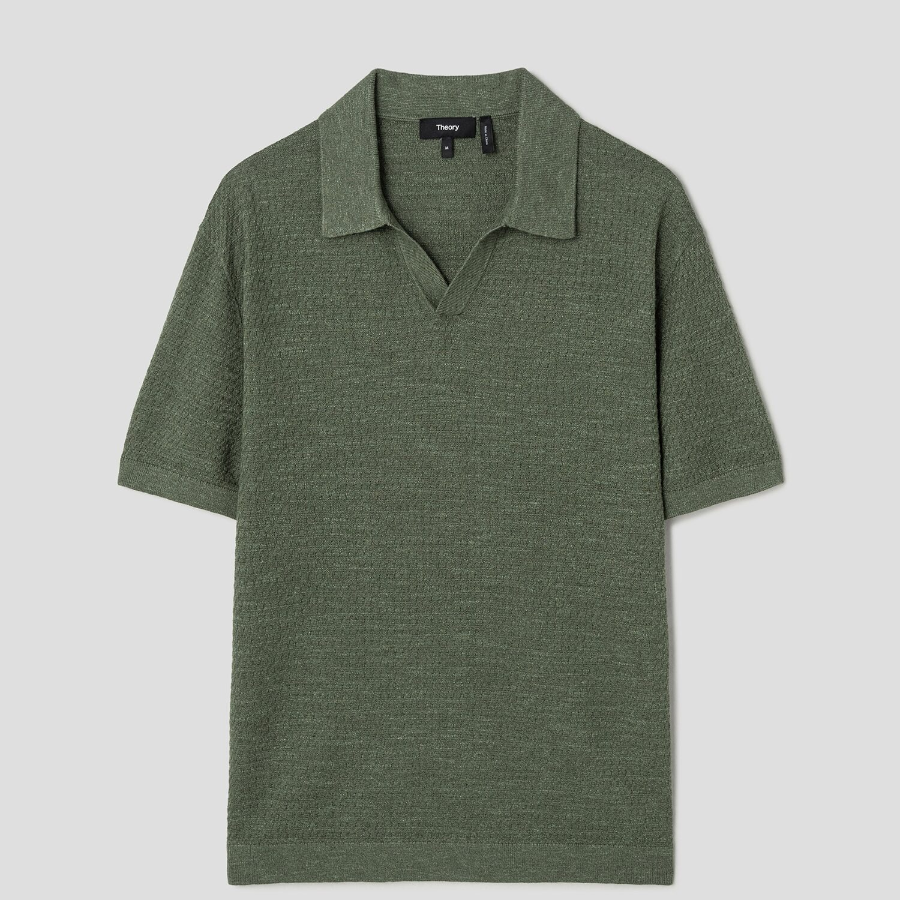 Theory Men Pacific Linen Brenan Polo Sweater - Orchard