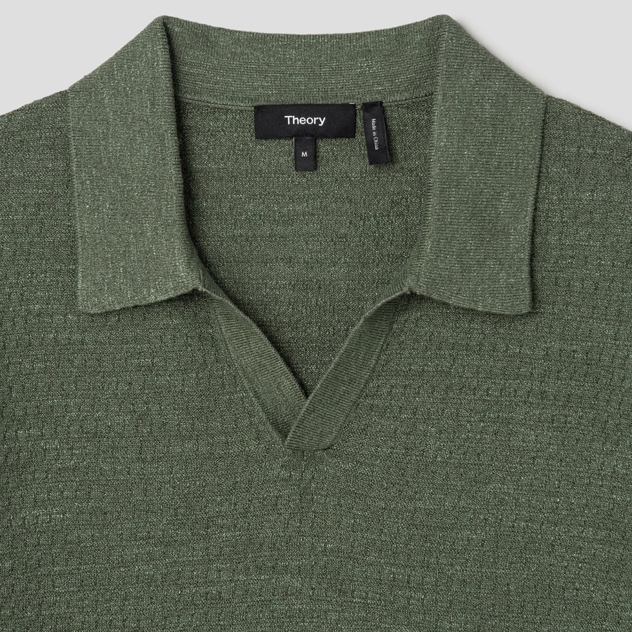 Theory Men Pacific Linen Brenan Polo Sweater - Orchard