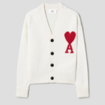 ami Intarsia Adc Cardigan – White