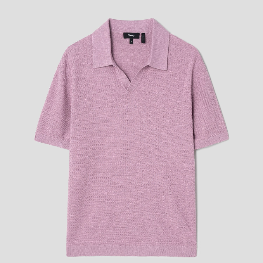 Theory Men Pacific Linen Brenan Polo Sweater - Pale Mauve