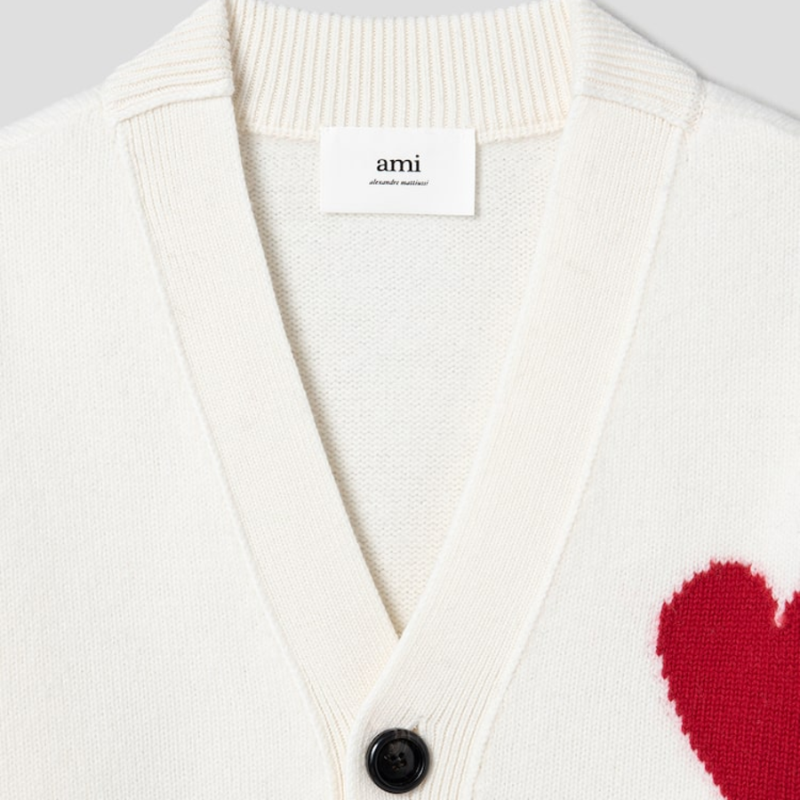 ami Intarsia Adc Cardigan – White