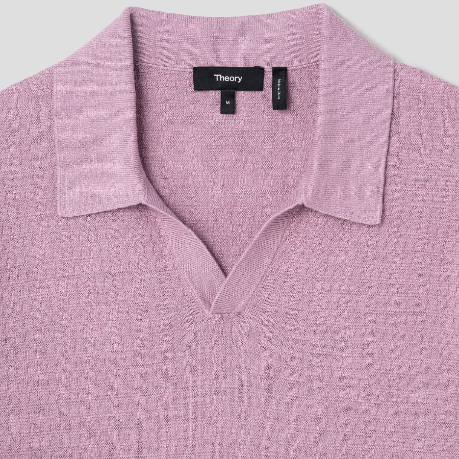 Theory Men Pacific Linen Brenan Polo Sweater - Pale Mauve