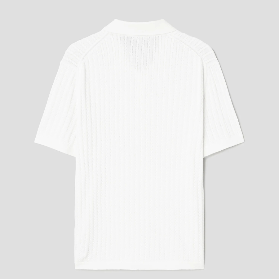 Theory Men Eco Breach Cable Polo Sweater - Ivory