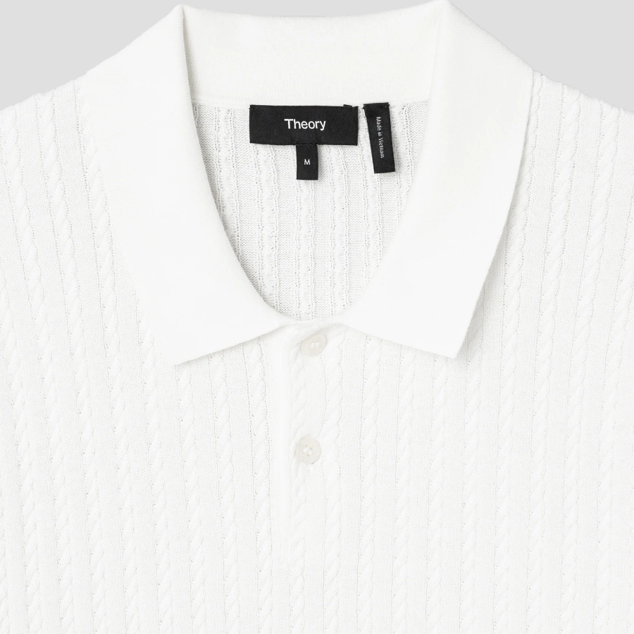 Theory Men Eco Breach Cable Polo Sweater - Ivory