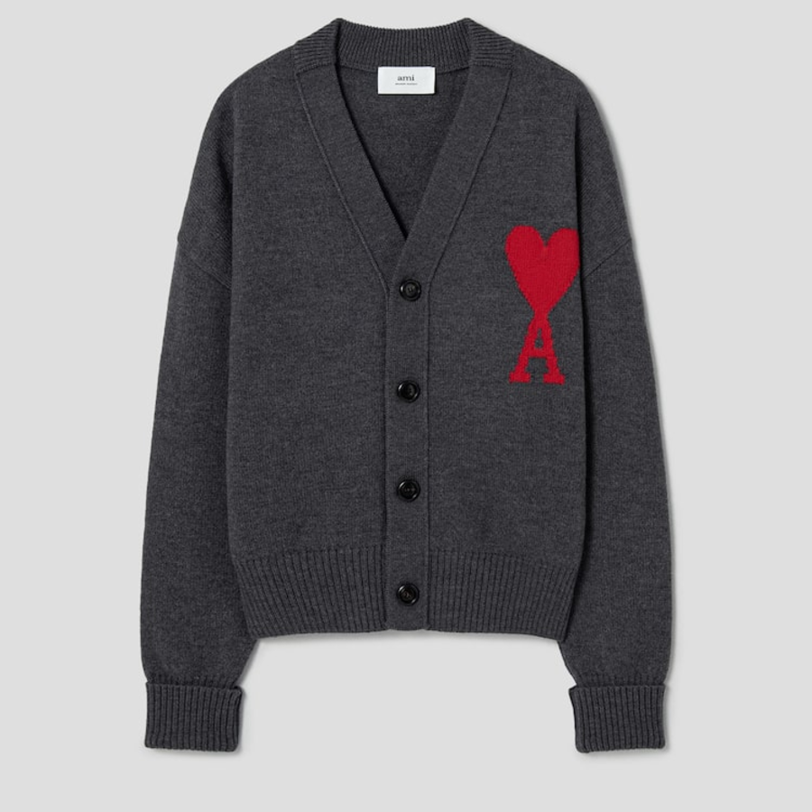ami Intarsia Adc Cardigan – Grey