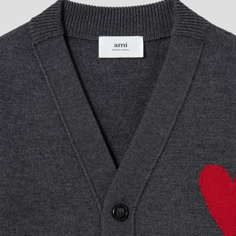 ami Intarsia Adc Cardigan – Grey