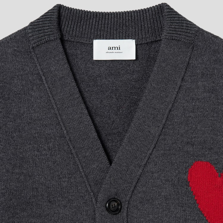 ami Intarsia Adc Cardigan – Grey