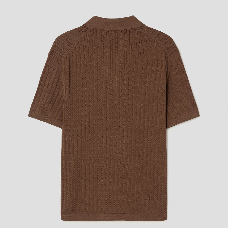 Theory Men Eco Breach Cable Polo Sweater - Deep Tobacco