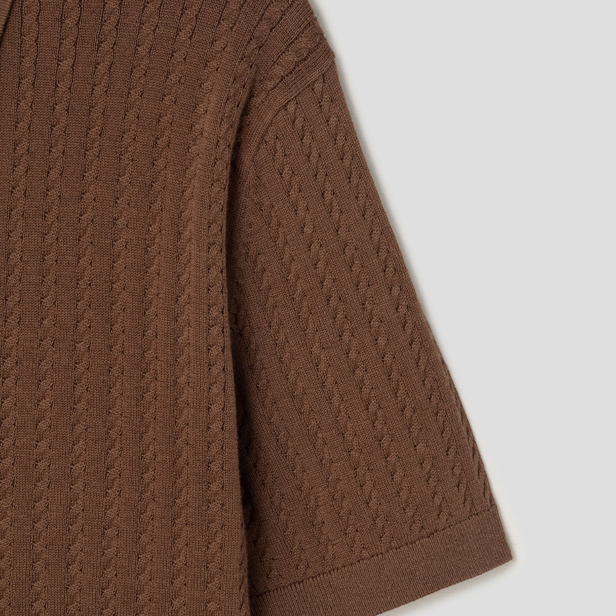 Theory Men Eco Breach Cable Polo Sweater - Deep Tobacco